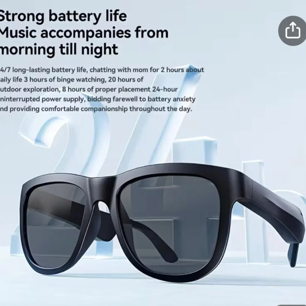 NEW - BLUETOOTH Rechargeable Wireless Smart Glasses 3-5H Battery Life - BLACK